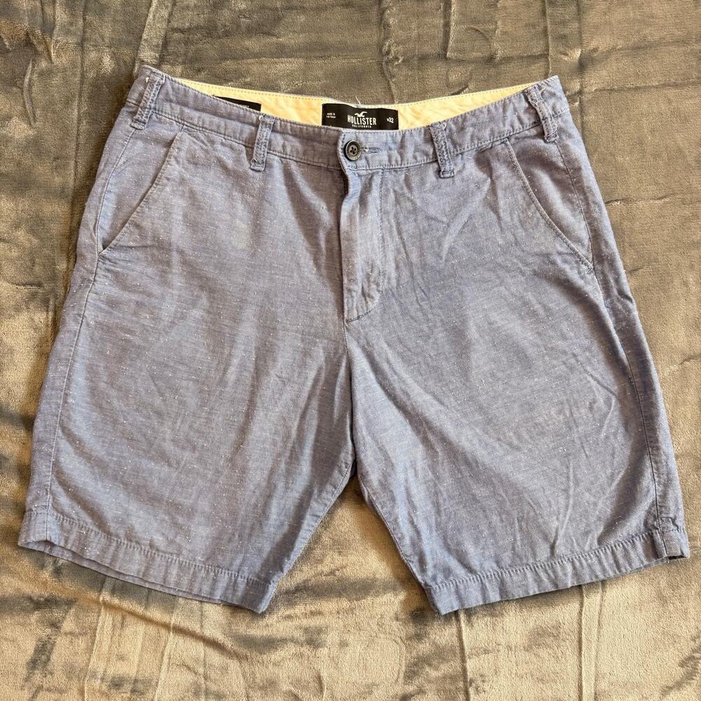 Hollister Classic Short Mens Sz 32 Blue Marled Speckled Flat Front Cotton Shorts